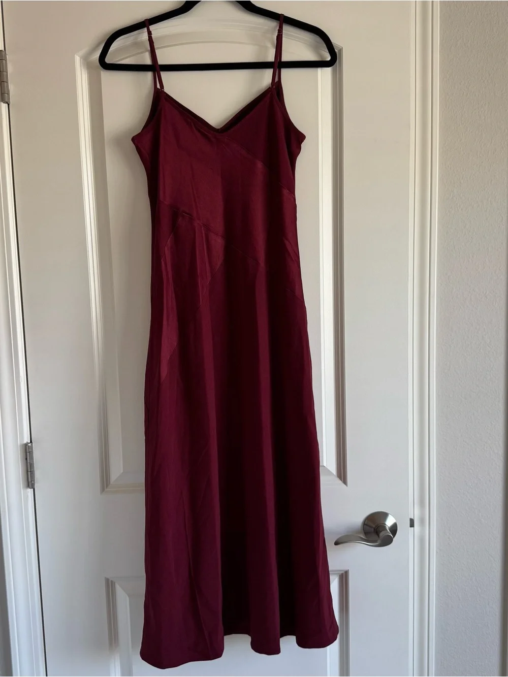 J. Crew Collection Burgundy Slip Midi Dress with Spaghetti Straps